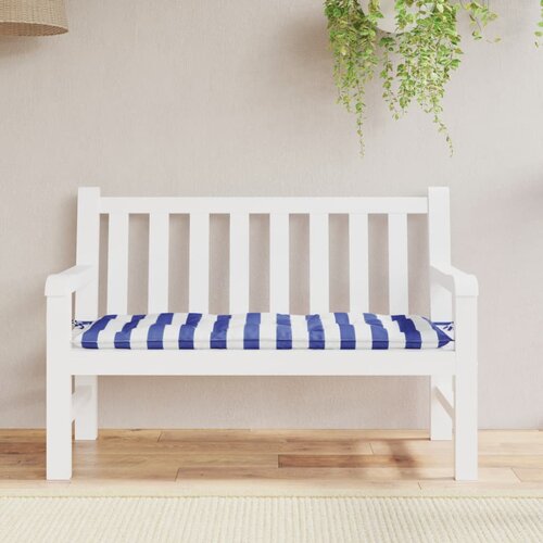 vidaXL Jastuk za vrtnu klupu plavo-bijeli prugasti 120x50x7 cm tkanina Cijene
