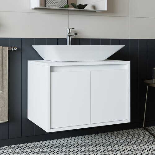 Hanah home kupatilski ormarić sa lavaboom 1714, 65 cm, mat beli Cene