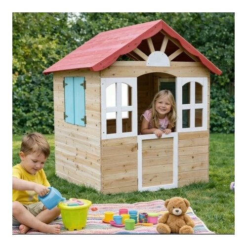 Kinder Home dečija drvena kućica za igru na otvorenom za dvori&amp;scaron;te i ba&amp;scaron;tu, 115&amp;times;102&amp;times;129 cm ( C996 ) Slike