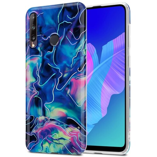  CARE, združljiv s Huawei v modrem roza marmorju &scaron;t. 17 - Za&scaron;čitni pokrov iz silikona TPU z vzorcem mozaika, (20566473) Cene