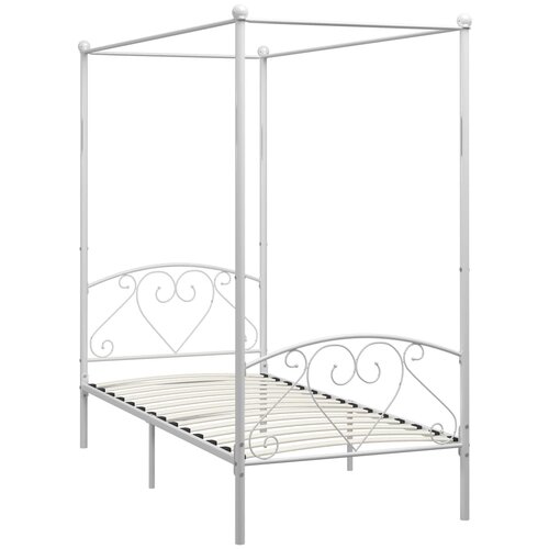 Maison Chic Posteljni okvir - Enojna postelja - Postelja za odrasleji z ogrodjem za baldahin bel kovinski 100x200 cm, (21695525) Cene