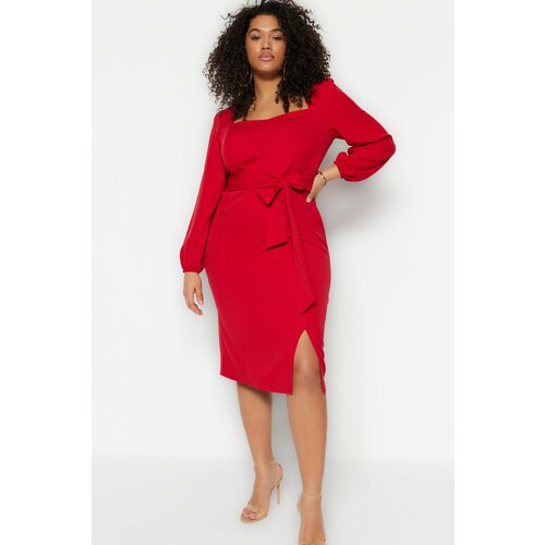 Trendyol Curve Plus Size Dress - Red - Shift Slike