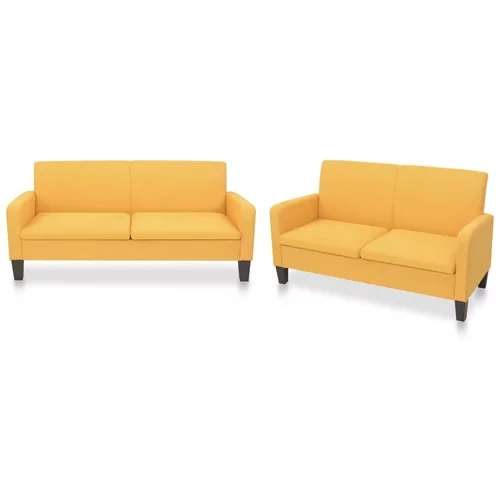  2-dijelni set sofa od tkanine žuti