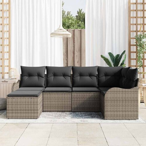  Sjedeća garnitura za vrt 6 kom. Siva poliratan 232.5 x 122.5 x 69 cm Slike