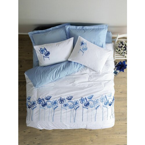 onella - blue whiteblue ranforce double quilt cover set Slike