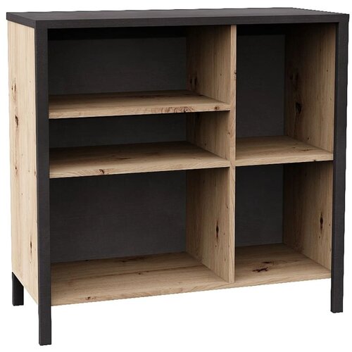 FMD Garderobna omara s 5 odprtimi predelki Artisan hrast temno jeklo Slike