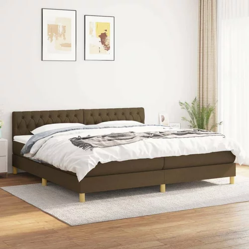  Box spring postelja z vzmetnico temno rjav 200x200 cm blago, (20726929)