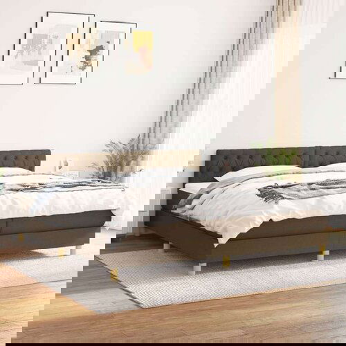  Krevet s oprugama i madracem tamnosmeđi 200x200 cm od tkanine Cijene