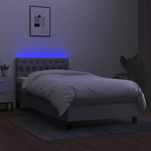  Krevet box spring s madracem LED svjetlosivi 100x200 cm tkanina Slike