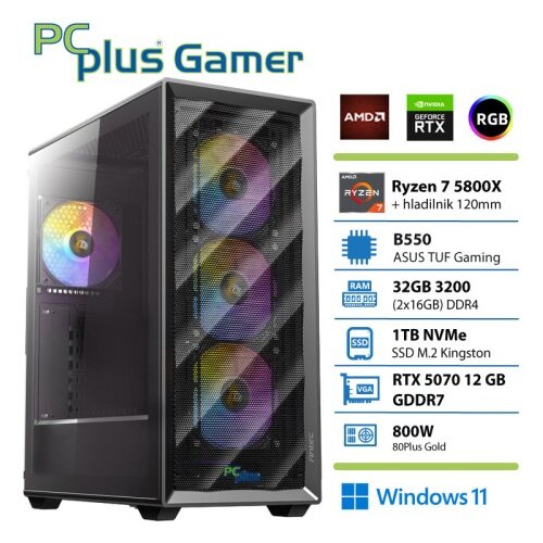 PCPLUS Gamer Ryzen 7 5800X 32GB 1TB SSD RTX 5070 12GB Windows 11 Home gaming namizni računalnik Cene