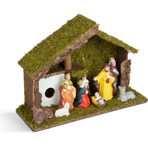 Family Christmas Jaslice lesne s keramičnimi figurami 30 x 10 x 20cm Cene