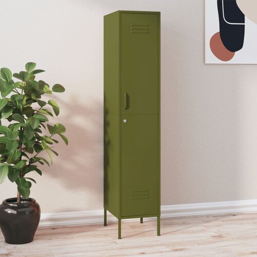 vidaXL Omara s ključavnico olivno zelena 35x46x180 cm jeklo Cene