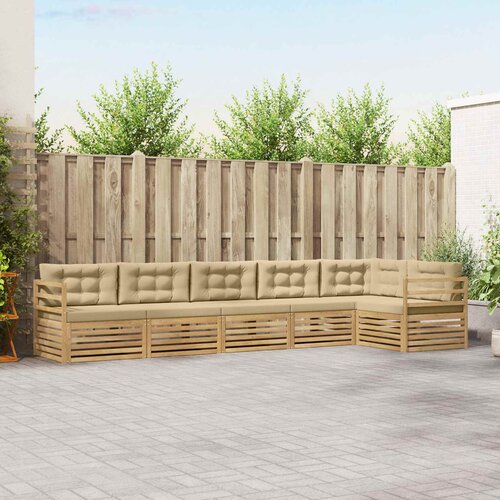  Set vanjskih sofa 6 pcs Bijela i bež 404 x 166,5 x 73 cm Cene