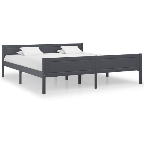 The Living Store Posteljni okvir iz trdne borovine siv 180x200 cm - Posteljni Okvir, (21525890) Slike