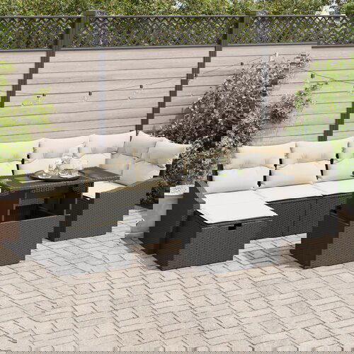 vidaXL set od 8 dijelova vrtnih kauča s jastučićima crni poli ratan Cene