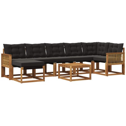 vidaXL Zunanja garnitura za sedenje z blazino 8 pcs Naravna in črna, (5000280031) Cene
