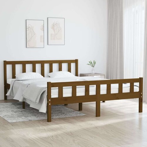  Posteljni okvir medeno rjav iz trdnega lesa 150x200 cm 5FT, (20646958) Cene
