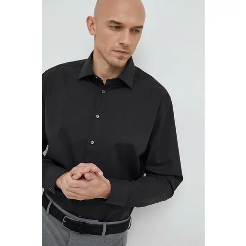 Seidensticker Pamučna košulja za muškarce, boja: crna, slim