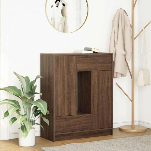  Komoda s ladicama i vratima smeđi hrast 73x31x90 cm Slike