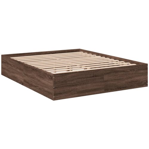 VidaXL Posteljni okvir rjav hrast 150x200 cm inženirski les, (21155912) Slike