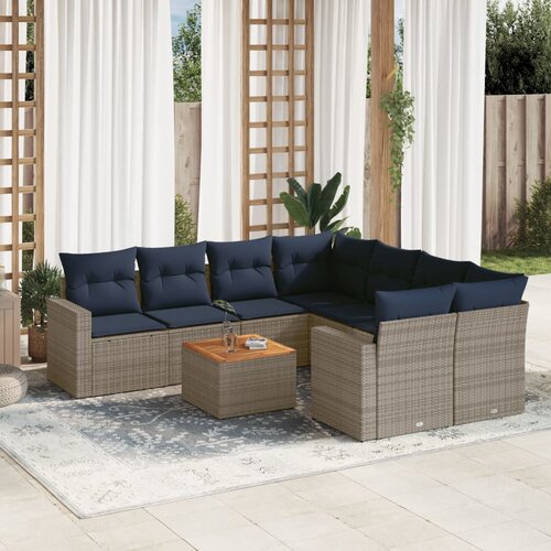 vidaXL 9-dijelni set vrtnih sofa od poliratana s jastucima sivi Cijene