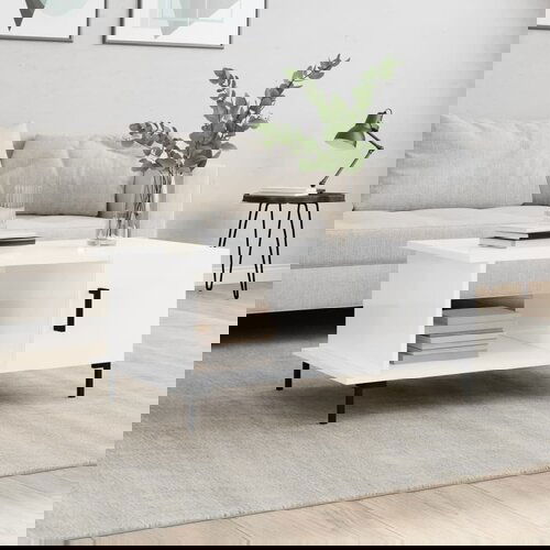 VidaXL Klubska mizica visok sijaj bela 90x50x40 cm inženirski les Slike