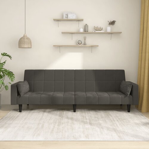  The Living Store Kavč dvosed z leži&amp;scaron;čem in dvema blazinama temno siv žamet - Raztegljiv Kavč, (21447922) Slike
