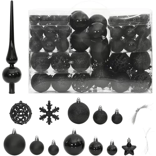  Set božićnih kuglica od 111 komada crni od polistirena