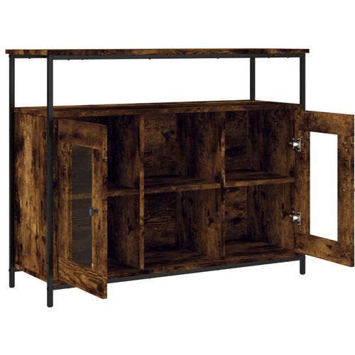  Komoda boja dimljenog hrasta 100x35x80 cm konstruirano drvo Slike