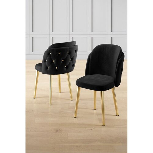 Hanah home set trpezarijskih stolica Axle 8 kom, crna tkanina Babyface, zlatne metalne noge Cene