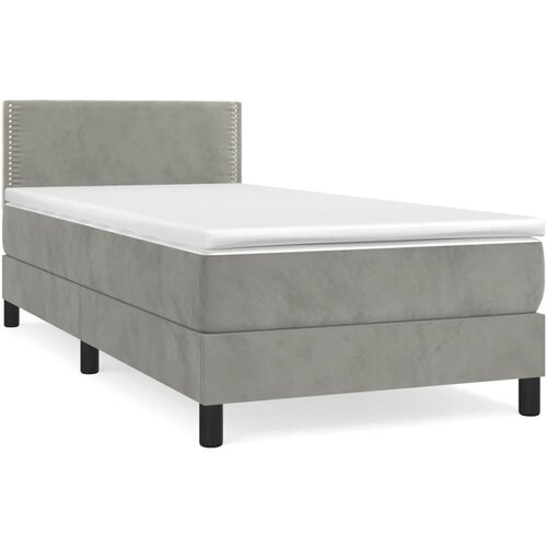 Maison Chic Box spring postelja - Vzmetna postelja z vzmetnico svetlo siva 90x200 cm žamet SL19566, (21893867) Slike