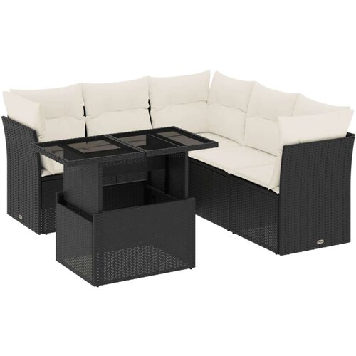  6-dijelni set vrtnih sofa s jastucima crni od poliratana Slike