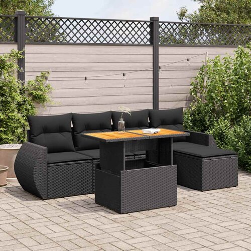 vidaXL 6-dijelni set vrtnih sofa s jastucima crni od poliratana Cijene