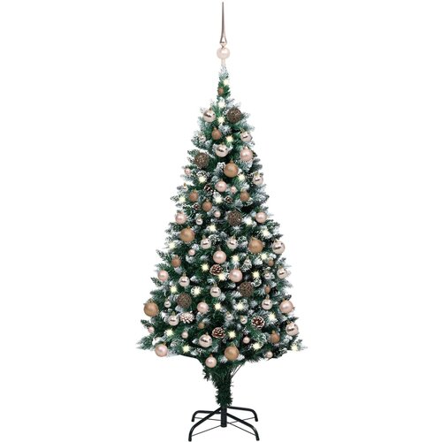 vidaXL umjetno božićno drvce LED s kuglicama i šiškama 150 cm Cene