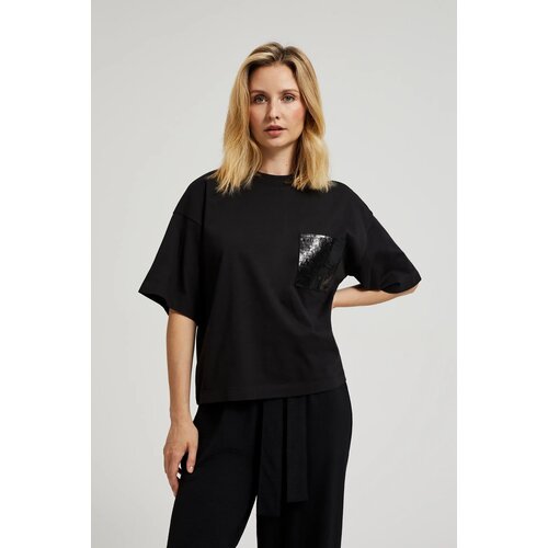 Moodo Women's T-shirt with sequins - black Cene