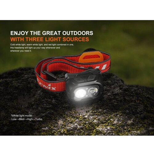 Fenix HL18RTV20BLC -LED prigu&amp;scaron;iva punjiva čeona lampa LED/USB IP66 crna/narandžasta Slike