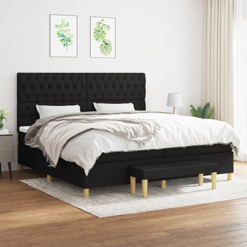 The Living Store Box spring postelja z vzmetnico črn 200x200 cm blago - Box Spring Postelja, (21438830) Cene