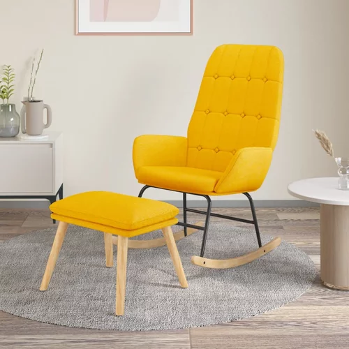  Stolica za ljuljanje s osloncem za noge od tkanine boja senfa