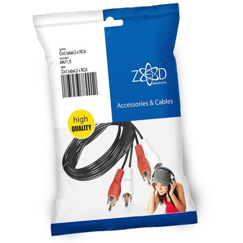 Zed Electronic Činč kabl 1.5 met., 2 x RCA - AK/1, 5, Crni Cijene