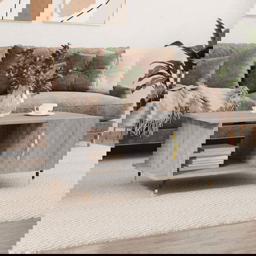 VidaXL Klubska mizica siva sonoma 90x50x40 cm inženirski les Slike