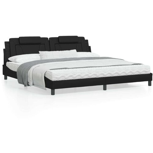  Okvir kreveta s LED svjetlima crni 200 x 200 cm od umjetne kože Cene
