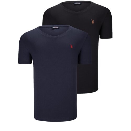 Dewberry DUAL SET T8568 V-NECK MENS T-SHIRT-BLACK-NAVY BLUE Slike