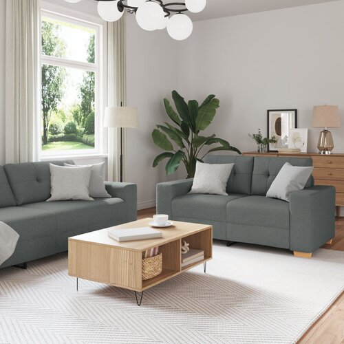 vidaXL Set 3 Temno sivo Poliester, vezan les, jeklo, plastika Cene