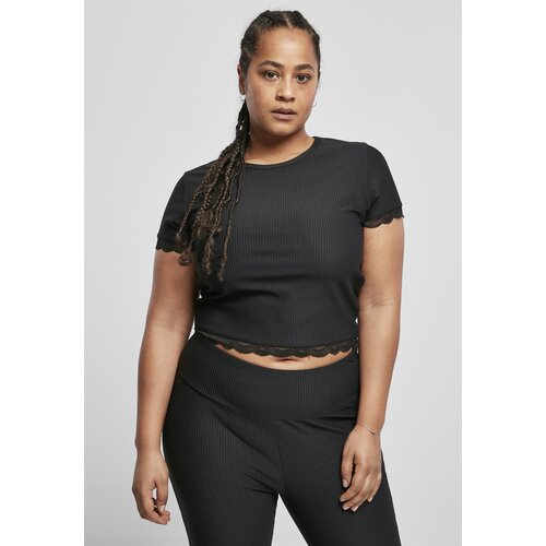 Urban Classics Women's T-shirt with short lace trim black Cijene