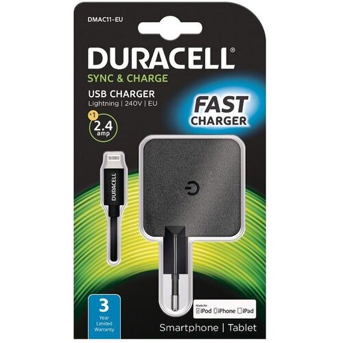 Duracell Punjač &amp;ndash; Uni 1xUSB + Lightning cable &amp;ndash; 2.4A - Black Slike