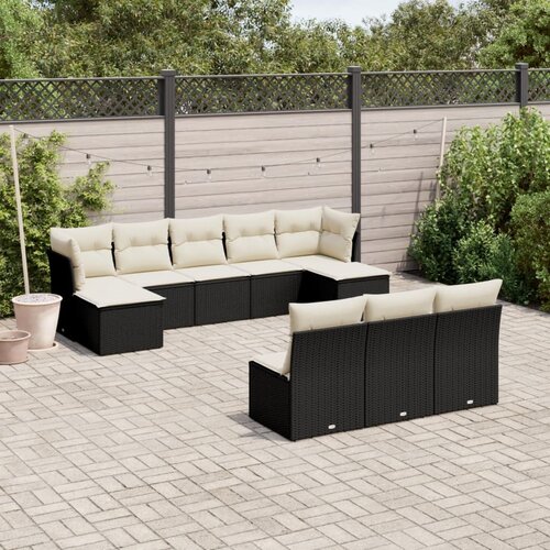 vidaXL 10-dijelni set vrtnih sofa s jastucima crni od poliratana Cijene