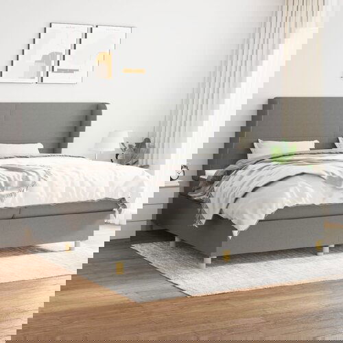 The Living Store Box spring postelja z vzmetnico temno siva 200x200 cm blago - Box Spring Postelja, (21515710) Slike