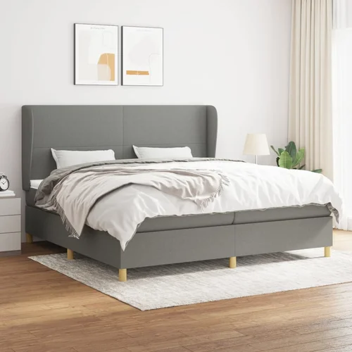 The Living Store Box spring postelja z vzmetnico temno siva 200x200 cm blago - Box Spring Postelja, (21515710)