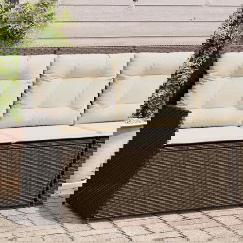 vidaXL Vrtna klop z blazinami rjav poli ratan Cene