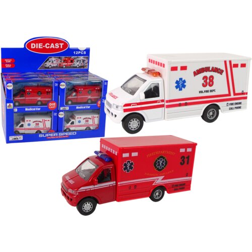  Ambulance Rescue Vehicle Friction Drive 2 Colours Cene